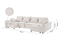 Divano angolare panoramico convertibile "Vaugirard II" in tessuto testurizzato - 5 posti - Beige