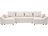 Divano angolare panoramico convertibile "Vaugirard II" in tessuto testurizzato - 5 posti - Beige