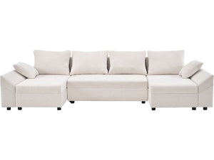 Divano angolare panoramico convertibile "Vaugirard II" in tessuto testurizzato - 5 posti - Beige