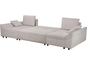 Divano angolare panoramico in velluto a coste "Vaugirard II" - 5 posti - Beige