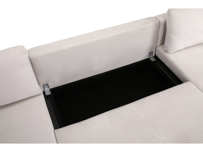 Divano angolare panoramico in velluto a coste "Vaugirard II" - 5 posti - Beige