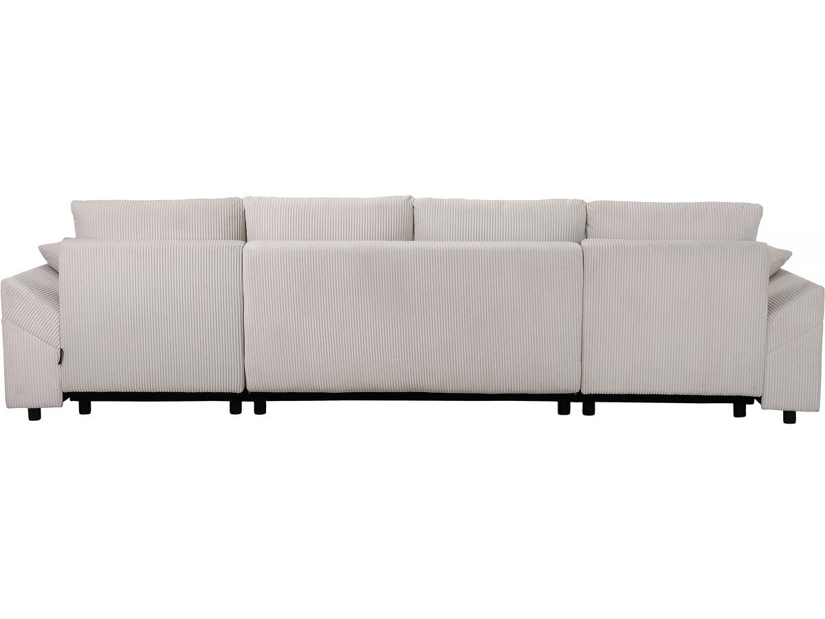 Divano angolare panoramico in velluto a coste "Vaugirard II" - 5 posti - Beige