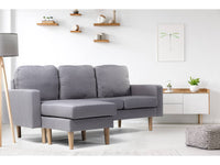 Divano angolare reversibile in tessuto "Gabby" - 3 posti - Grigio chiaro