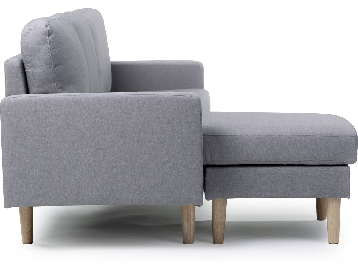 Divano angolare reversibile in tessuto "Gabby" - 3 posti - Grigio chiaro