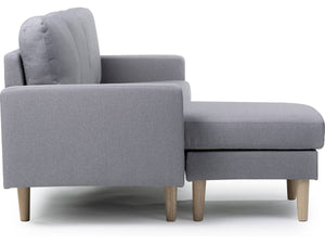 Divano angolare reversibile in tessuto "Gabby" - 3 posti - Grigio chiaro