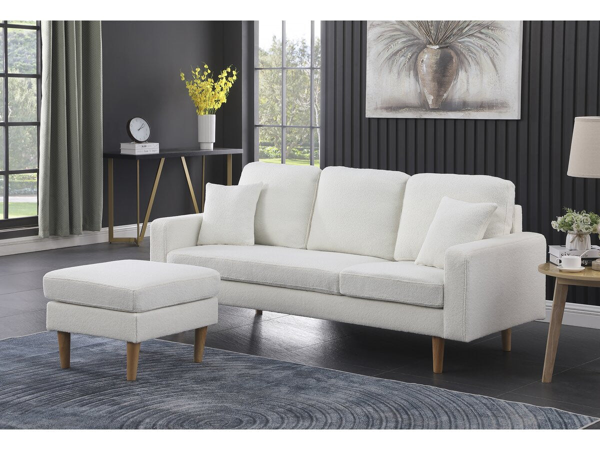 Divano angolare reversibile in tessuto "Gabby" - 3 posti - Bianco
