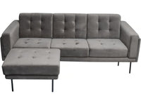 Divano angolare reversibile in velluto "Noé" - 3 posti - Grigio