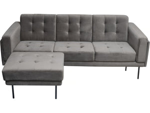 Divano angolare reversibile in velluto "Noé" - 3 posti - Grigio