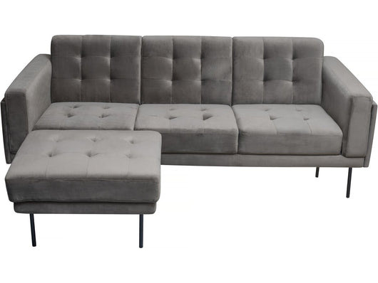 Divano angolare reversibile in velluto "Noé" - 3 posti - Grigio