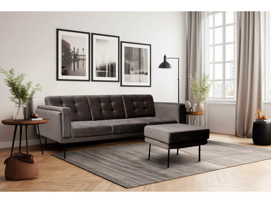 Divano angolare reversibile in velluto "Noé" - 3 posti - Grigio