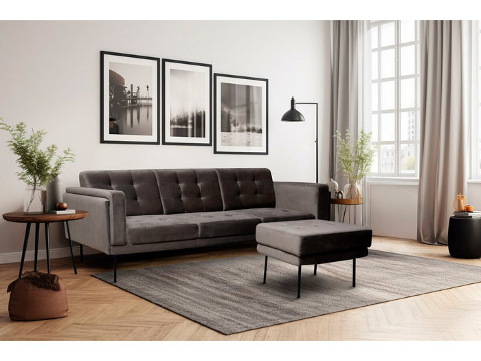 Divano angolare reversibile in velluto "Noé" - 3 posti - Grigio