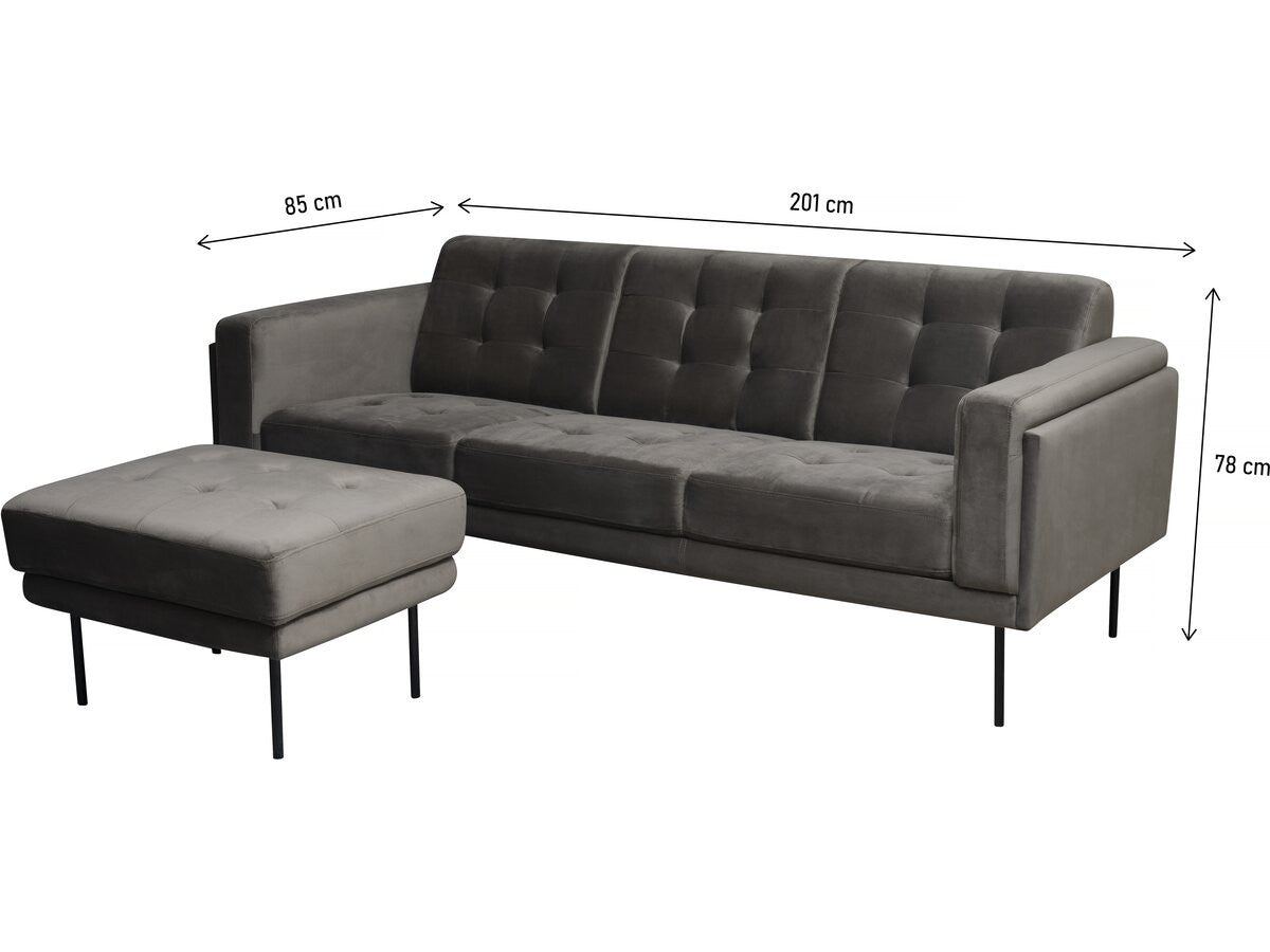 Divano angolare reversibile in velluto "Noé" - 3 posti - Grigio