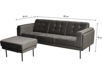 Divano angolare reversibile in velluto "Noé" - 3 posti - Grigio