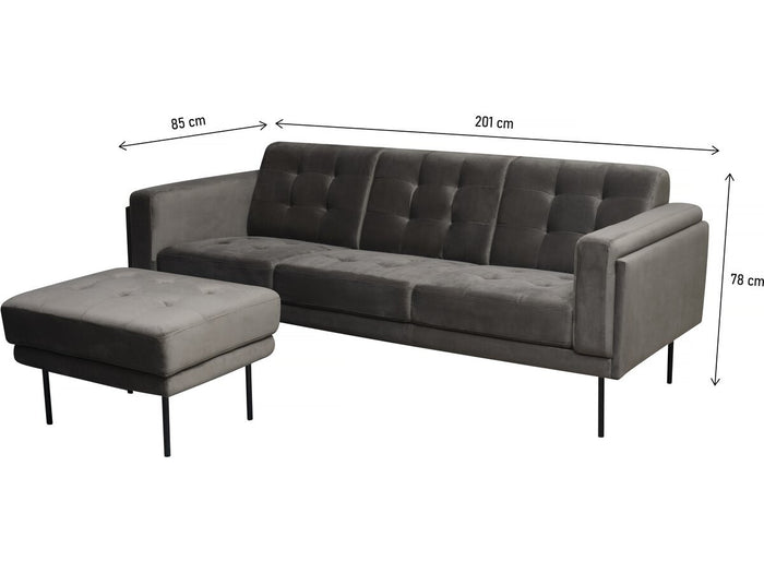 Divano angolare reversibile in velluto "Noé" - 3 posti - Grigio