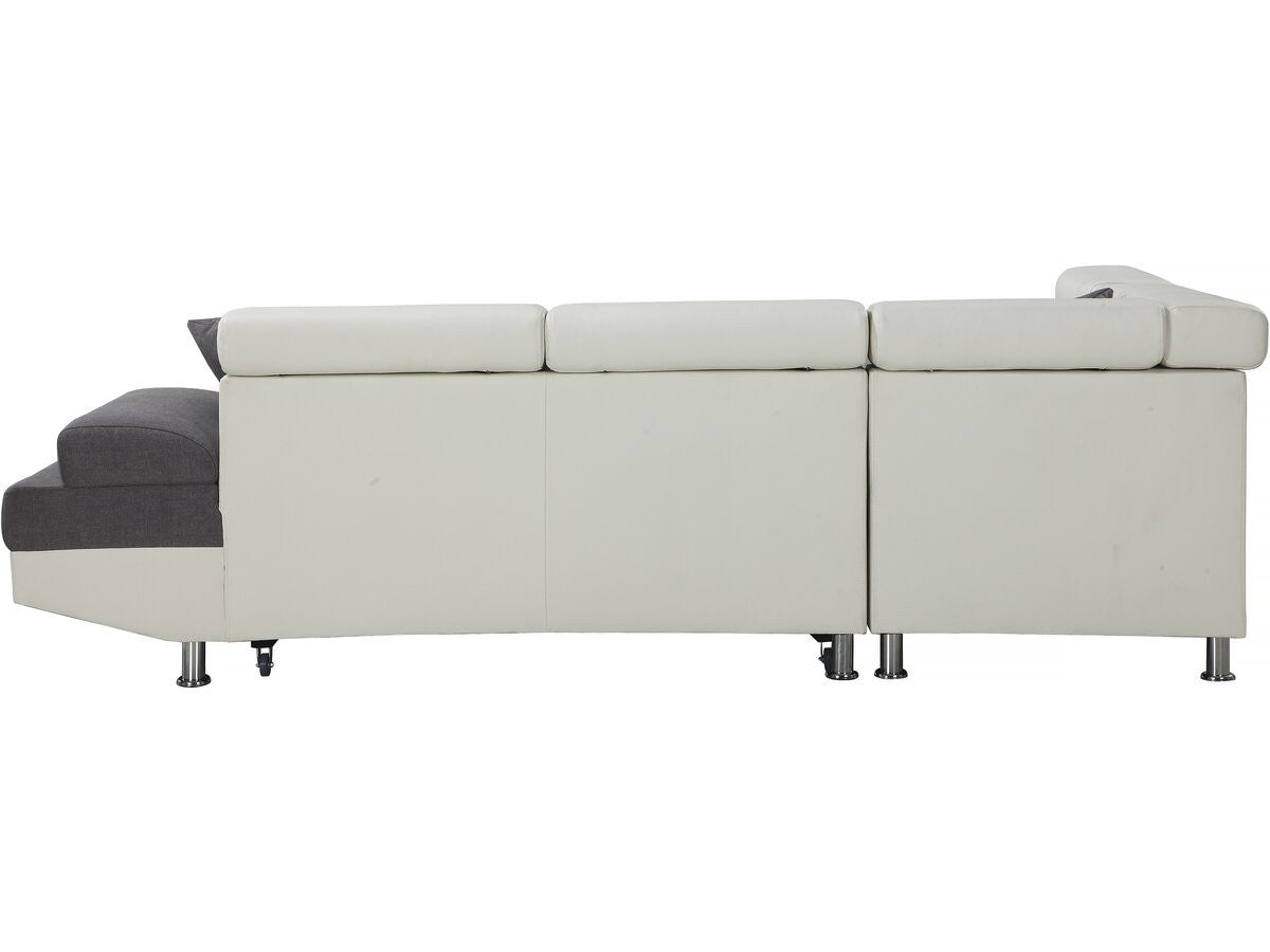 Divano ad angolo convertibile "Sophia luxe" - 265 x 190,5 x 80/91 cm - Bianco / Grigio - 5 posti - Angolo sinistro