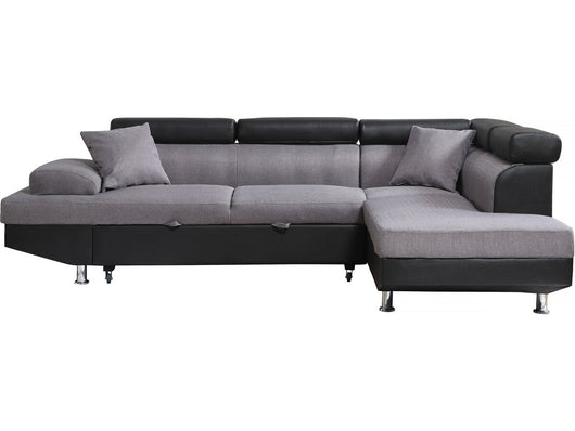 Divano ad angolo convertibile "Sophia luxe" - 265 x 190,5 x 80/91 cm - Nero / Grigio - 5 posti - Angolo destro
