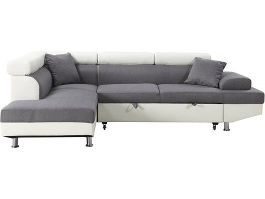 Divano ad angolo convertibile "Sophia luxe" - 265 x 190,5 x 80/91 cm - Bianco / Grigio - 5 posti - Angolo sinistro