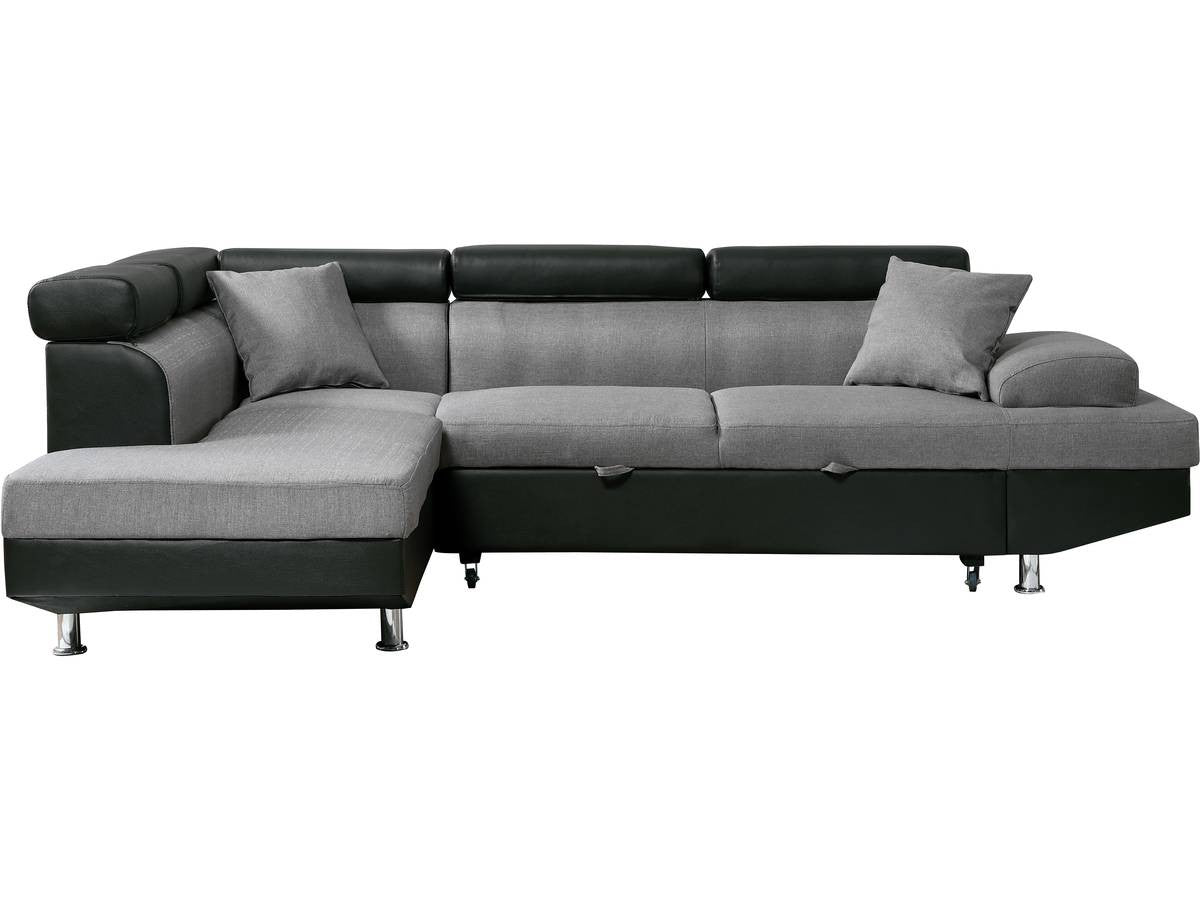 Divano ad angolo convertibile "Sophia luxe" - 265 x 190,5 x 80/91 cm - Nero / Grigio - 5 posti - Angolo sinistro