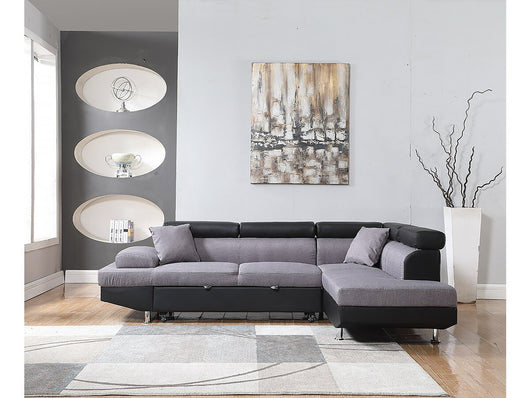 Divano ad angolo convertibile "Sophia luxe" - 265 x 190,5 x 80/91 cm - Nero / Grigio - 5 posti - Angolo destro