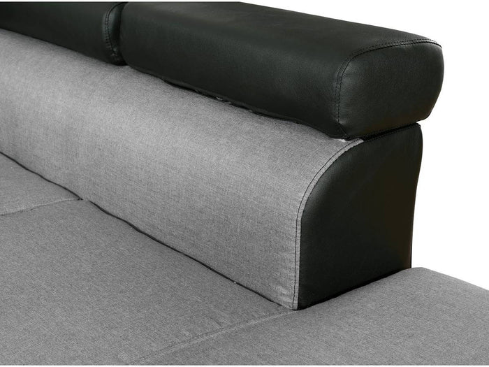 Divano ad angolo convertibile "Sophia luxe" - 265 x 190,5 x 80/91 cm - Nero / Grigio - 5 posti - Angolo sinistro