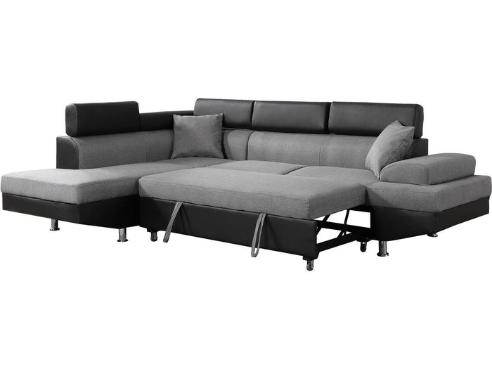 Divano ad angolo convertibile "Sophia luxe" - 265 x 190,5 x 80/91 cm - Nero / Grigio - 5 posti - Angolo sinistro