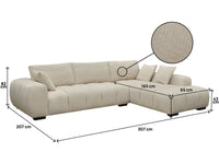 Divano angolare in tessuto "Monceau" - 3 posti - Beige