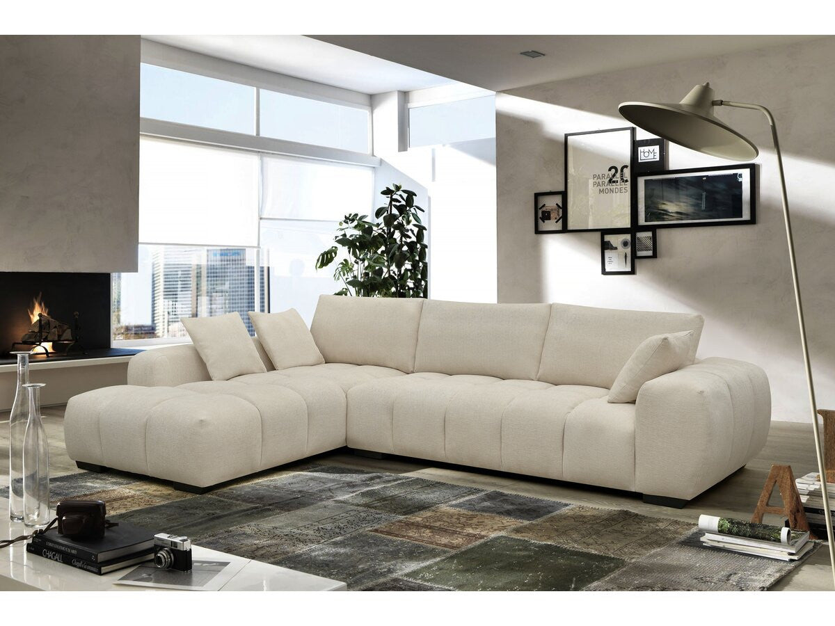 Divano angolare in tessuto "Monceau" – 3 posti – Beige