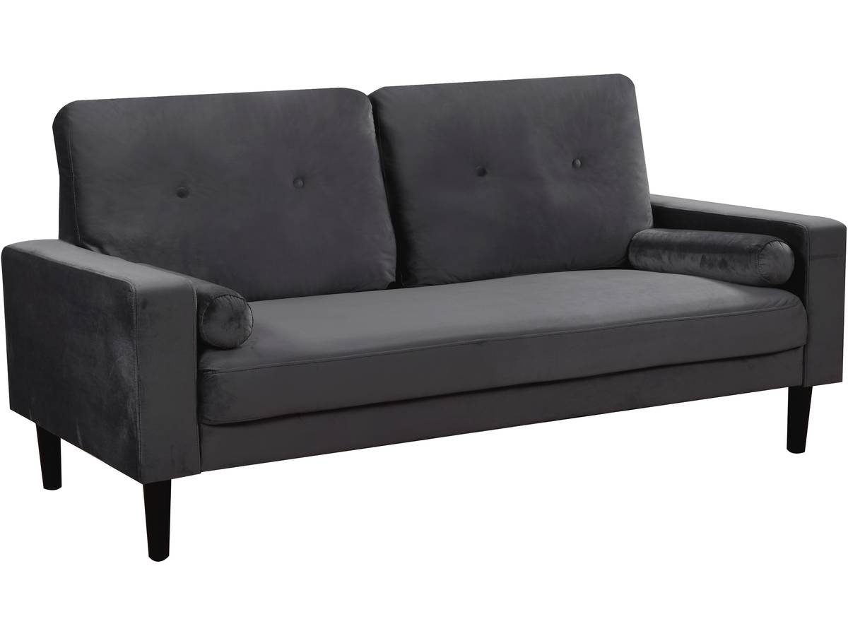 Divano dritto fisso in velluto "Monika" - 3 posti a sedere - Grigio