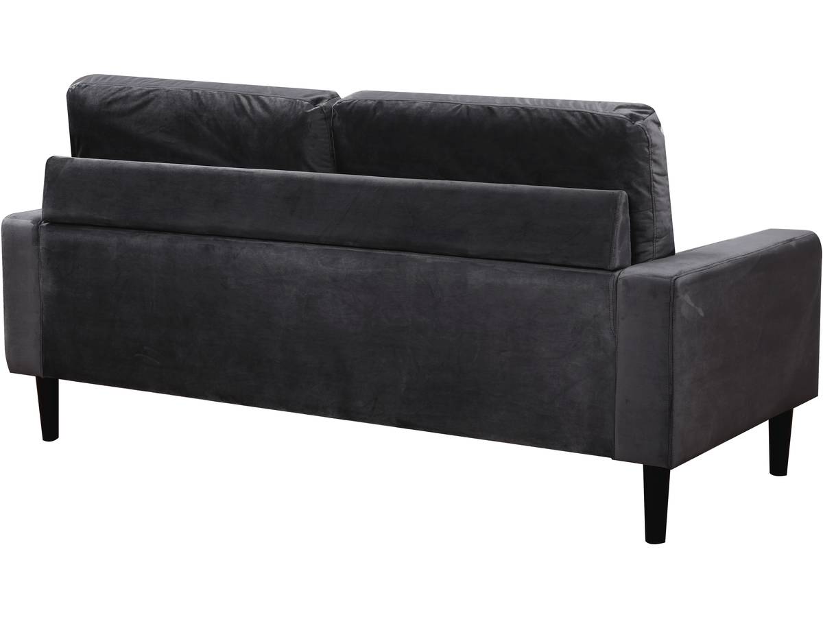 Divano dritto fisso in velluto "Monika" - 3 posti a sedere - Grigio