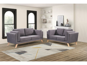 Divano in tessuto "Elizabeth" - 196 x 87 x 84 cm - 3 posti - Grigio scuro