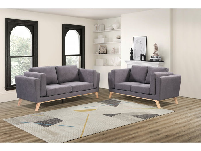 Divano in tessuto "Elizabeth" - 196 x 87 x 84 cm - 3 posti - Grigio scuro