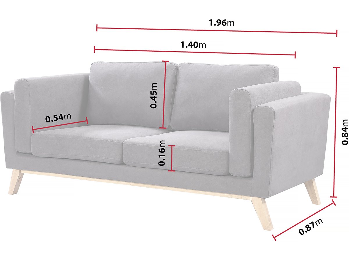 Divano in tessuto "Elizabeth" - 196 x 87 x 84 cm - 3 posti - Grigio scuro