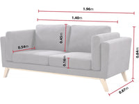 Divano in tessuto "Elizabeth" - 196 x 87 x 84 cm - 3 posti - Grigio scuro