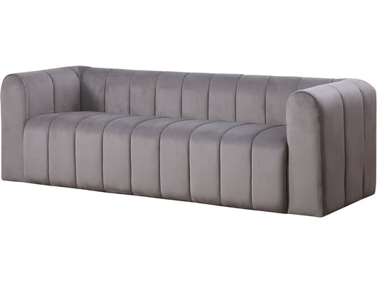 Divano in velluto a 3 posti "Victor Hugo" - 240 x 90 x 76 cm - Grigio