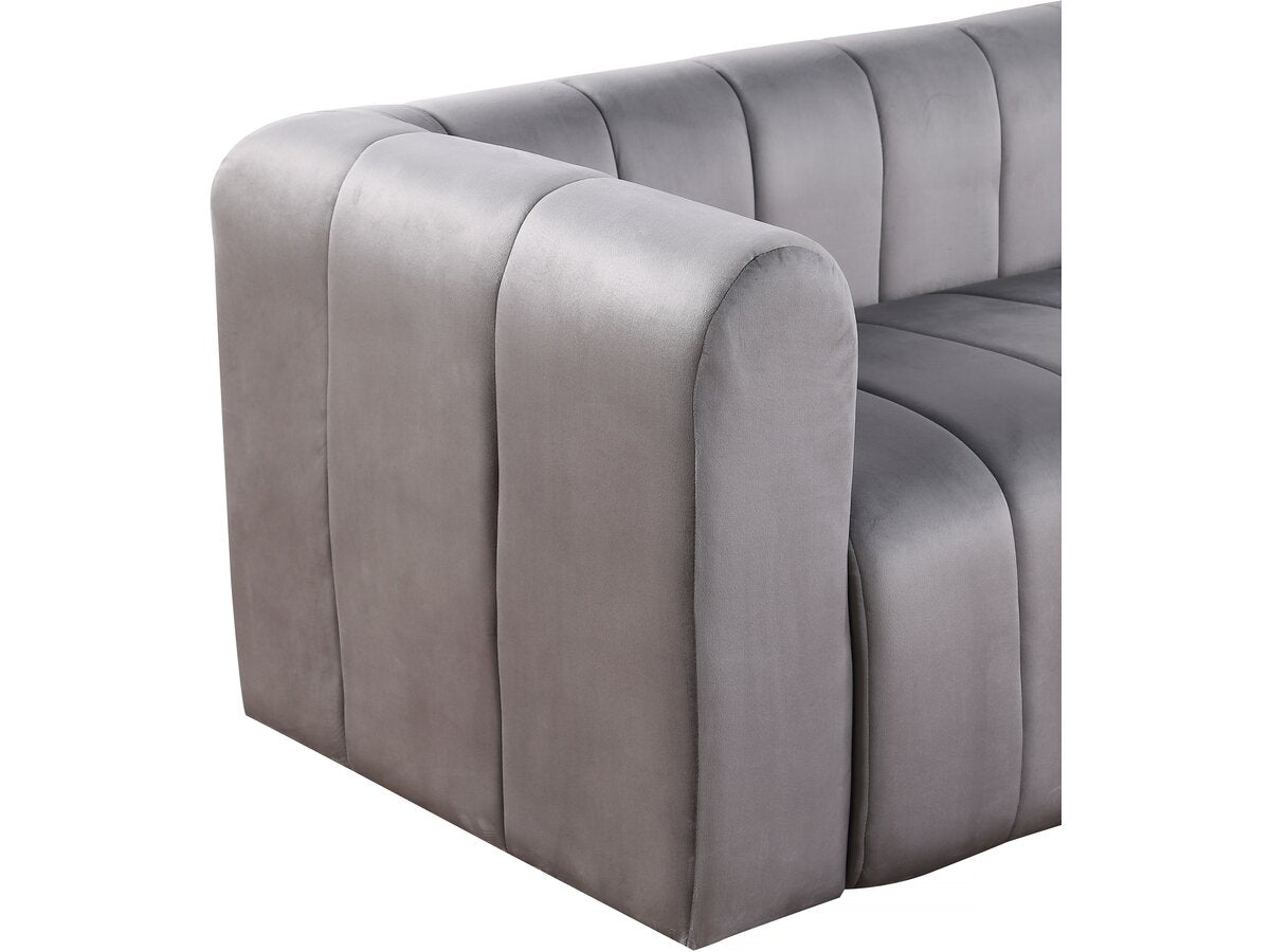 Divano in velluto a 3 posti "Victor Hugo" - 240 x 90 x 76 cm - Grigio