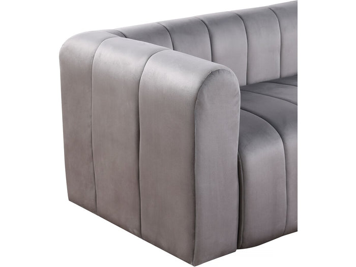 Divano in velluto a 3 posti "Victor Hugo" - 240 x 90 x 76 cm - Grigio
