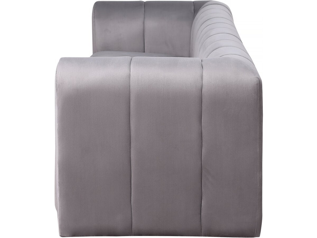 Divano in velluto a 3 posti "Victor Hugo" - 240 x 90 x 76 cm - Grigio