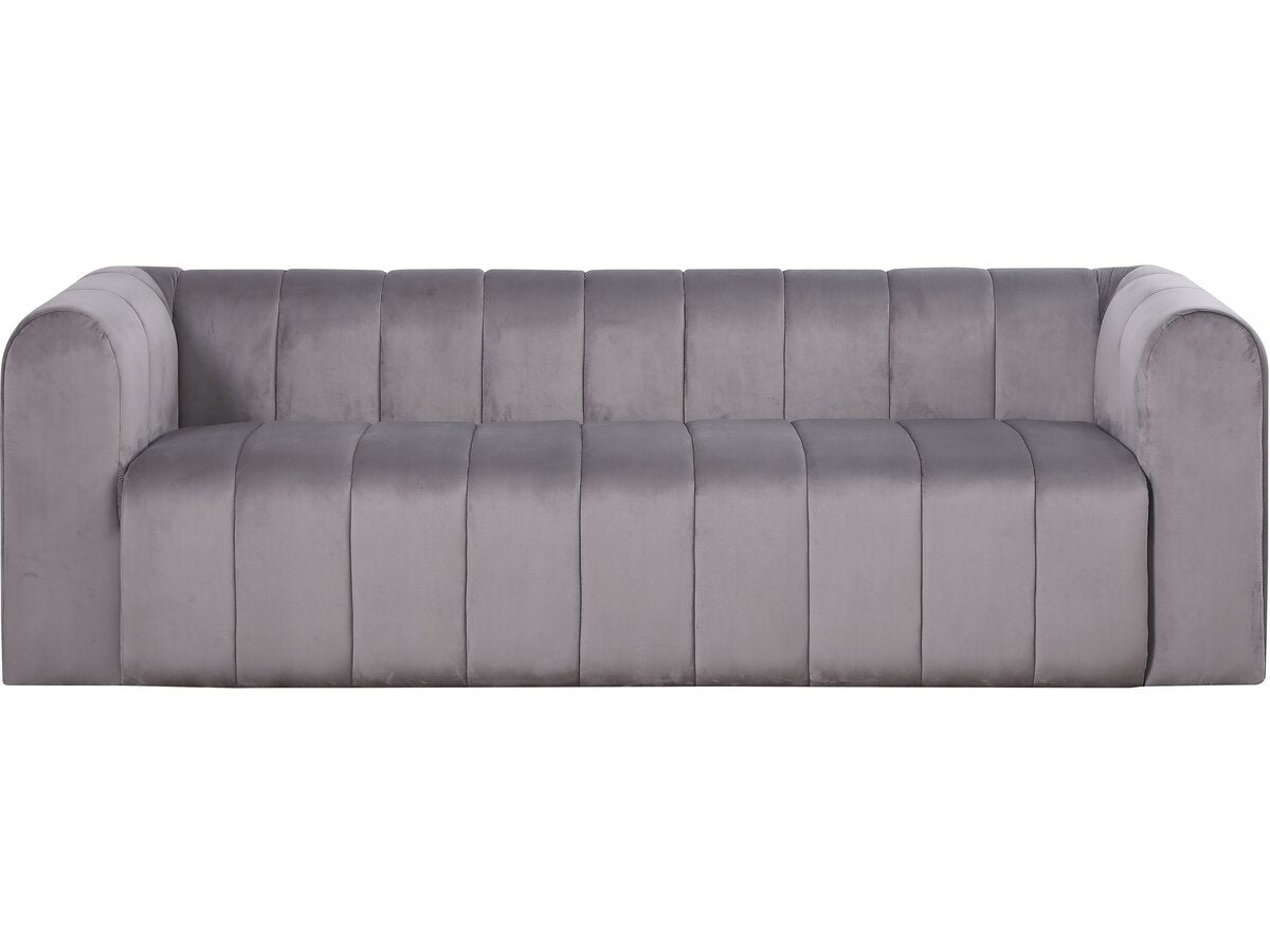 Divano in velluto a 3 posti "Victor Hugo" - 240 x 90 x 76 cm - Grigio