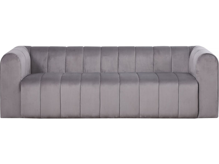 Divano in velluto a 3 posti "Victor Hugo" - 240 x 90 x 76 cm - Grigio
