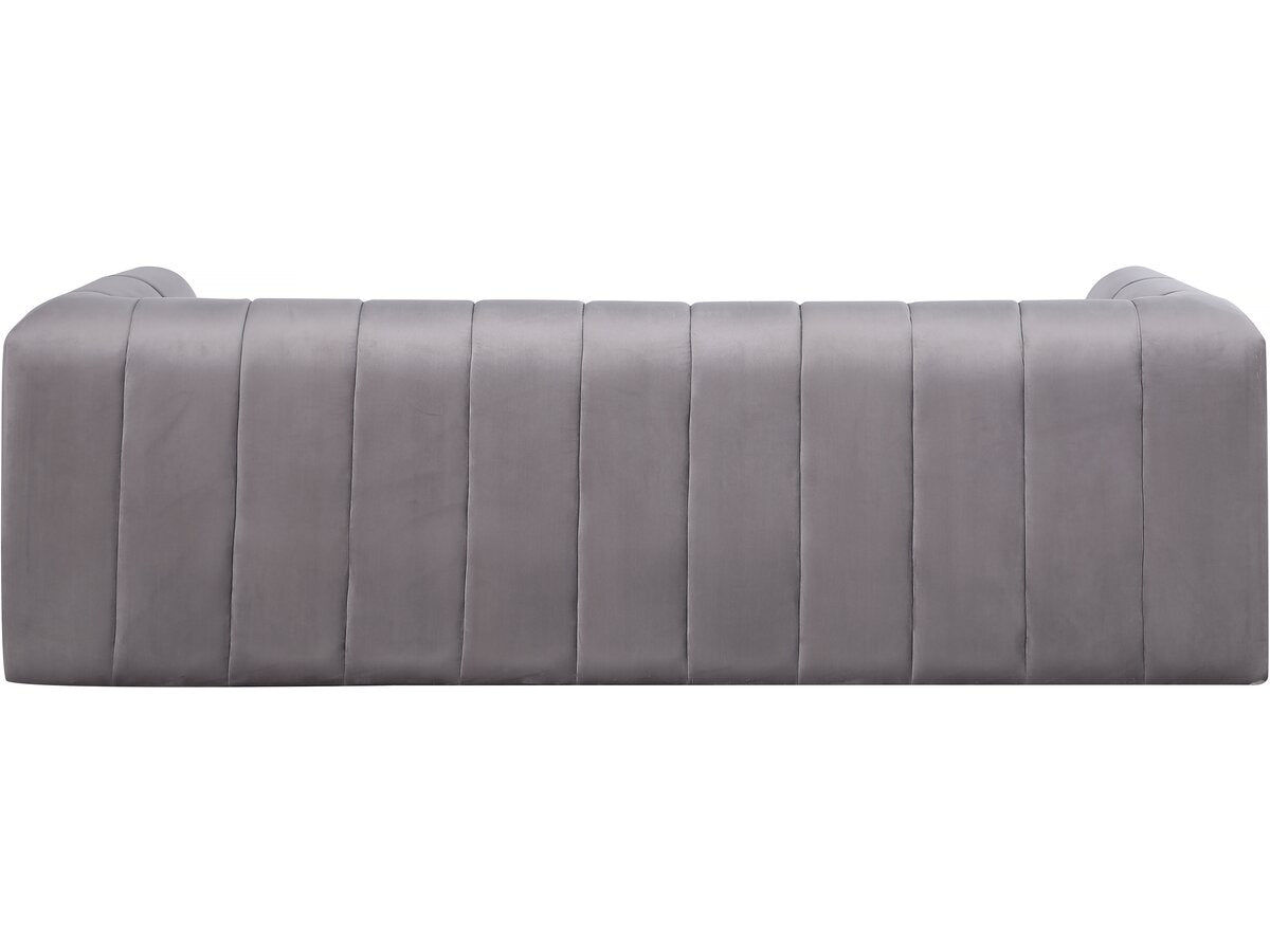 Divano in velluto a 3 posti "Victor Hugo" - 240 x 90 x 76 cm - Grigio