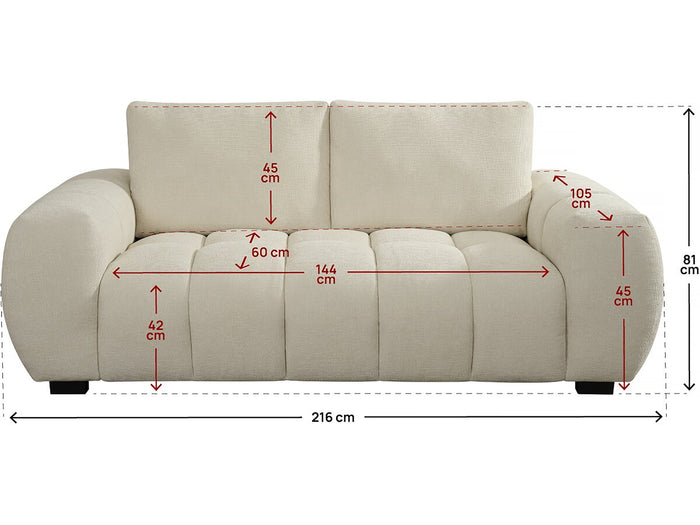 Divano in tessuto ciniglia "Cambon" - 3 posti - Beige