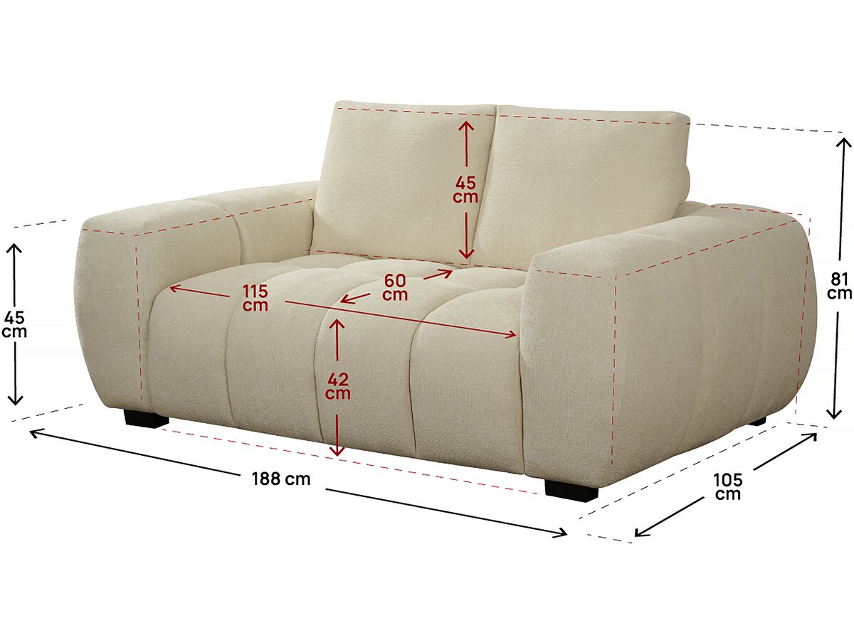 Divano in tessuto ciniglia "Cambon" - 2 posti - Beige