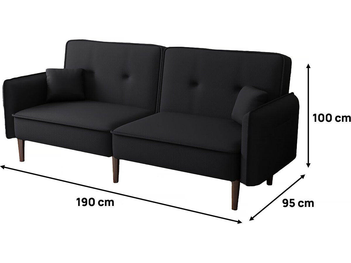 Divano dritto trasformabile "Caspian" - Nero