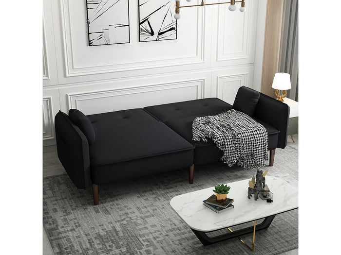 Divano dritto trasformabile "Caspian" - Nero