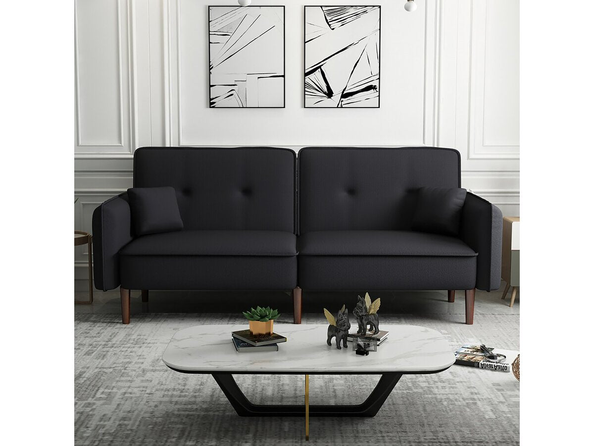 Divano dritto trasformabile "Caspian" - Nero