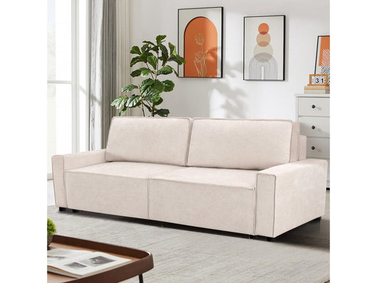 Divano trasformabile dritto in tessuto ciniglia "Montaigne" - 3 posti - Beige