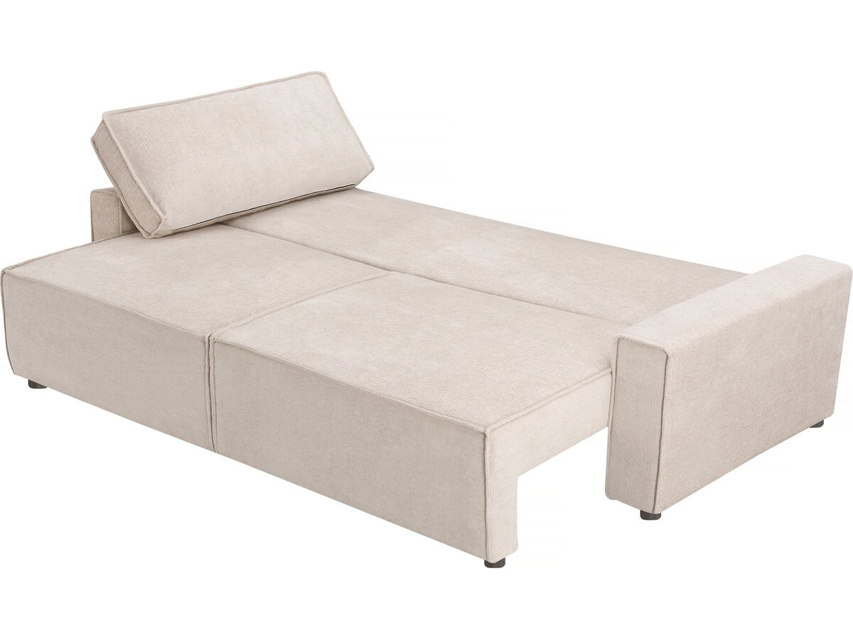 Divano trasformabile dritto in tessuto ciniglia "Montaigne" - 3 posti - Beige