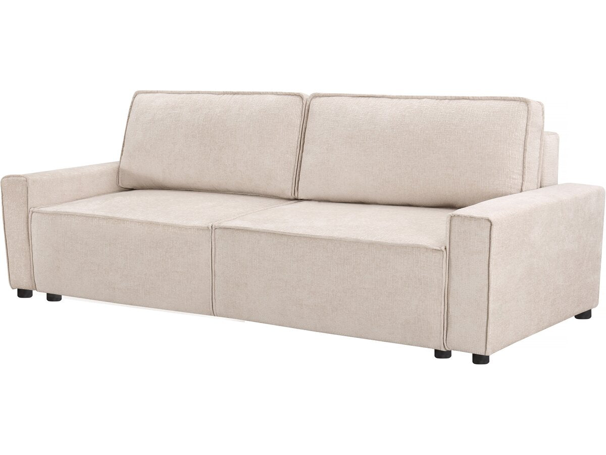 Divano trasformabile dritto in tessuto ciniglia "Montaigne" - 3 posti - Beige