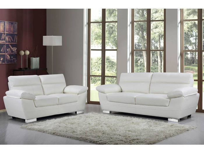 Divano in pelle rigenerata / PVC "DALLAS" - 2 posti - Bianco