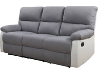 Divano relax "Lincoln" - 3 posti --Bianco/Grigio chiaro